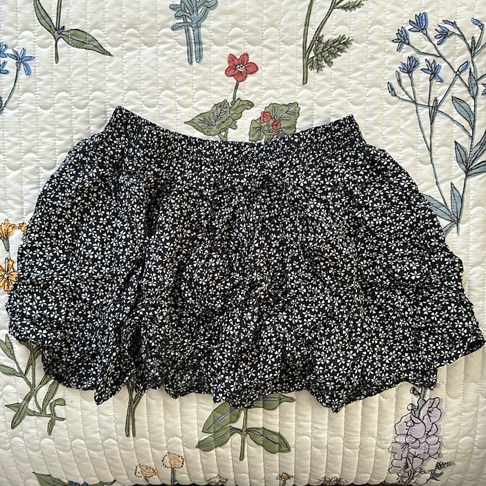 Brandy Melville Navy Skirt with White Flowers